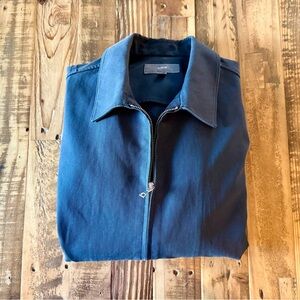 Vince Deep Blue collared two-way Zip-Up bomber Jacket